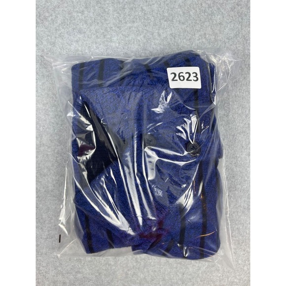 American Eagle Sweater Men's L Blue Striped Long Sleeve High Neck Button HOLE - Picture 10 of 10